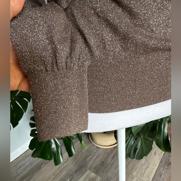 🛍️ Leo & Sage V-neck silver-Sparkle Brown sweater size XS excellent condition - Picture 3 of 6